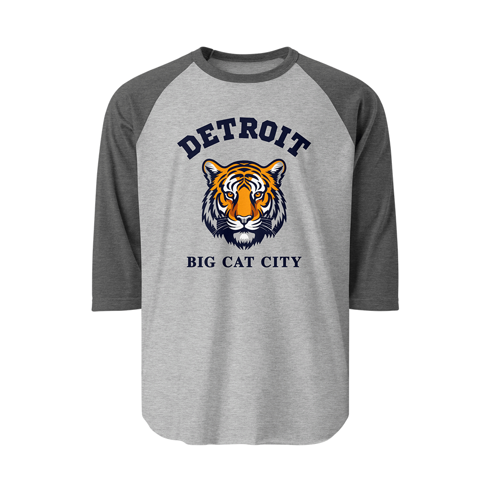 Detroit "Big Cat City" - 3/4 Sleeve Raglan Shirt