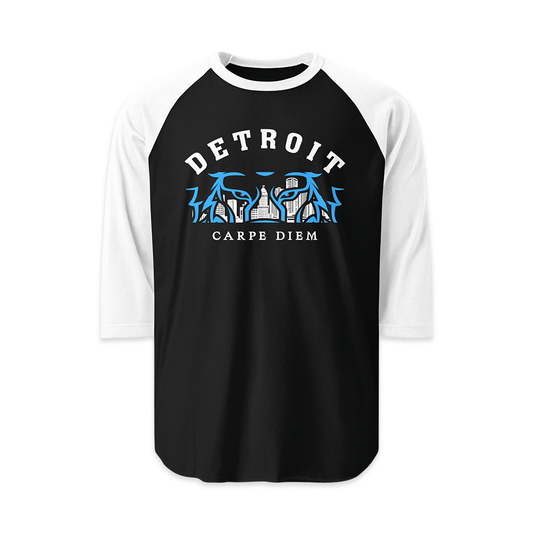 "Carpe Diem" Detroit Football - 3/4 Sleeve Raglan Shirt