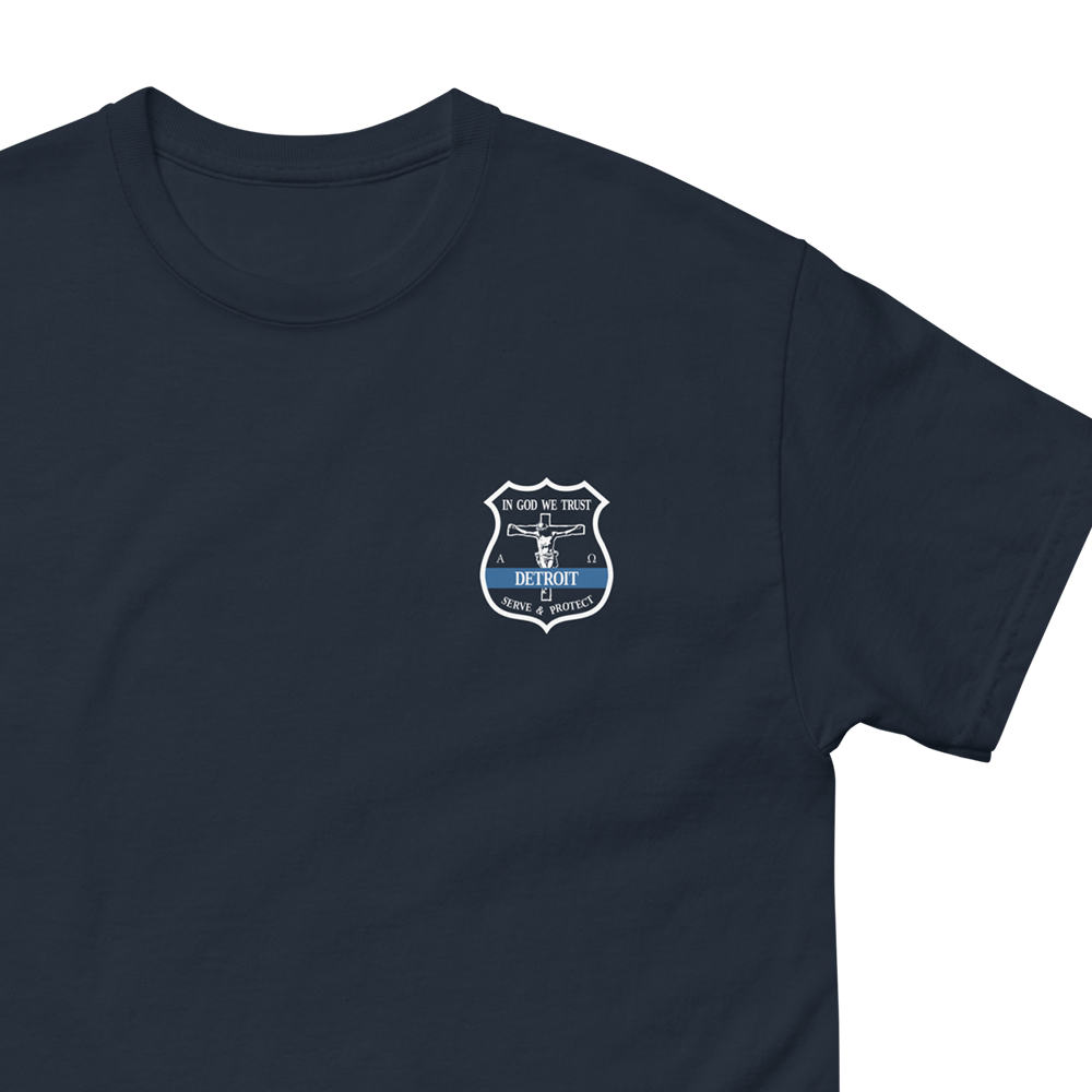 Crucifix Detroit Police Badge - Adult Tee