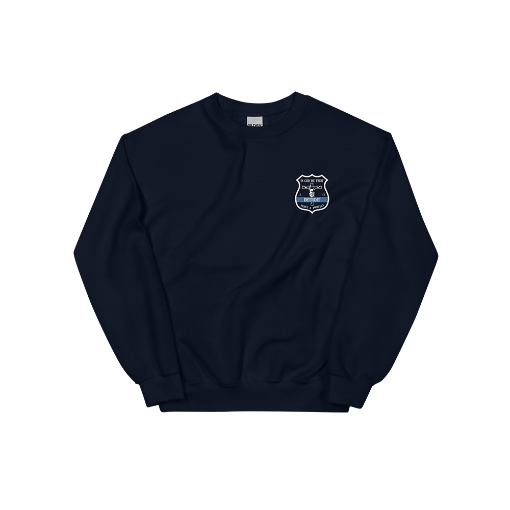 Crucifix Detroit Police Badge - Adult Crewneck Sweatshirt
