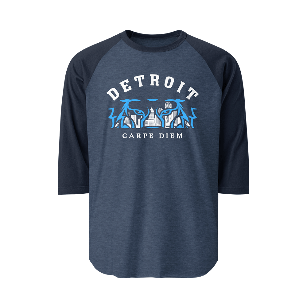 "Carpe Diem" Detroit Football - 3/4 Sleeve Raglan Shirt