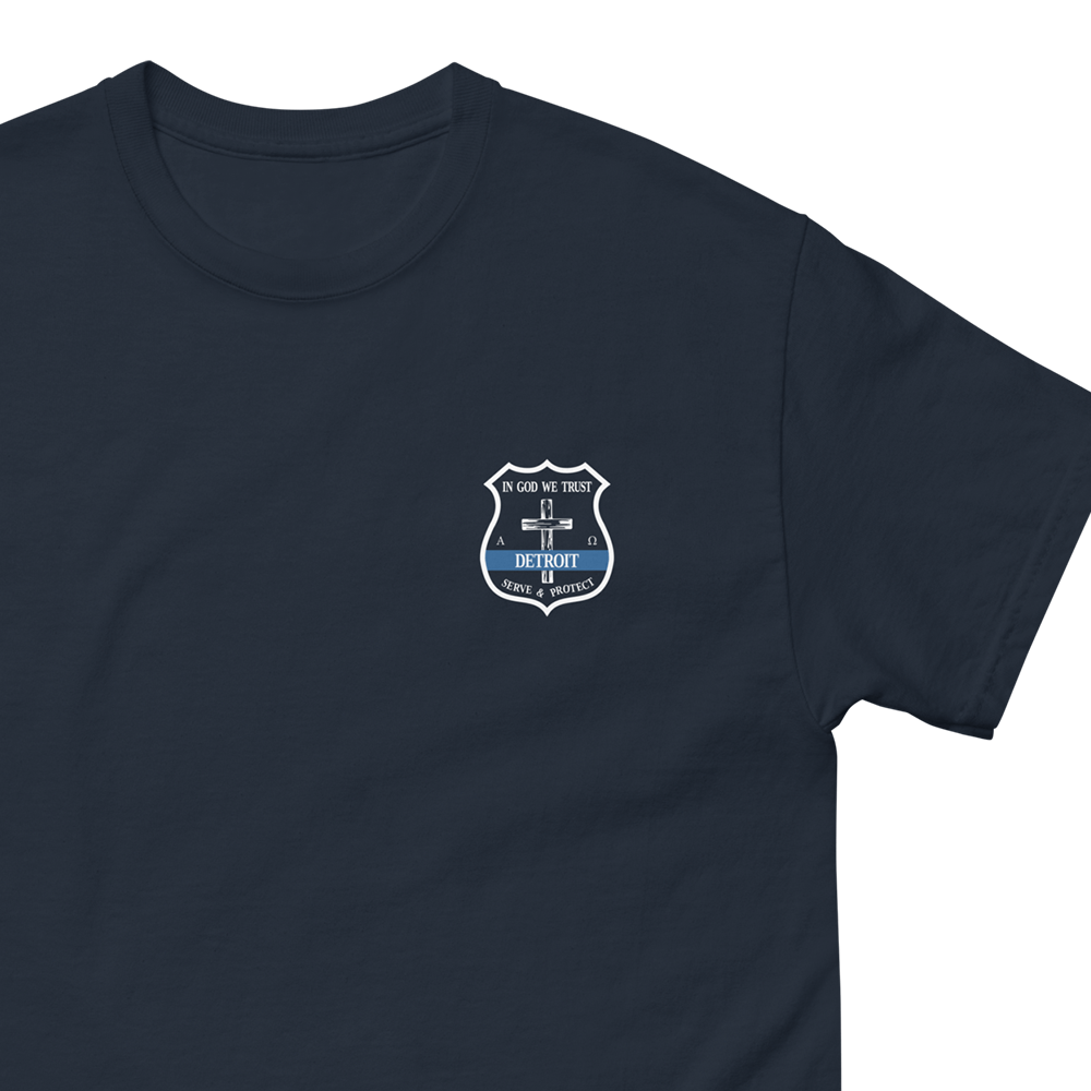 Cross Detroit Police Badge - Adult Tee