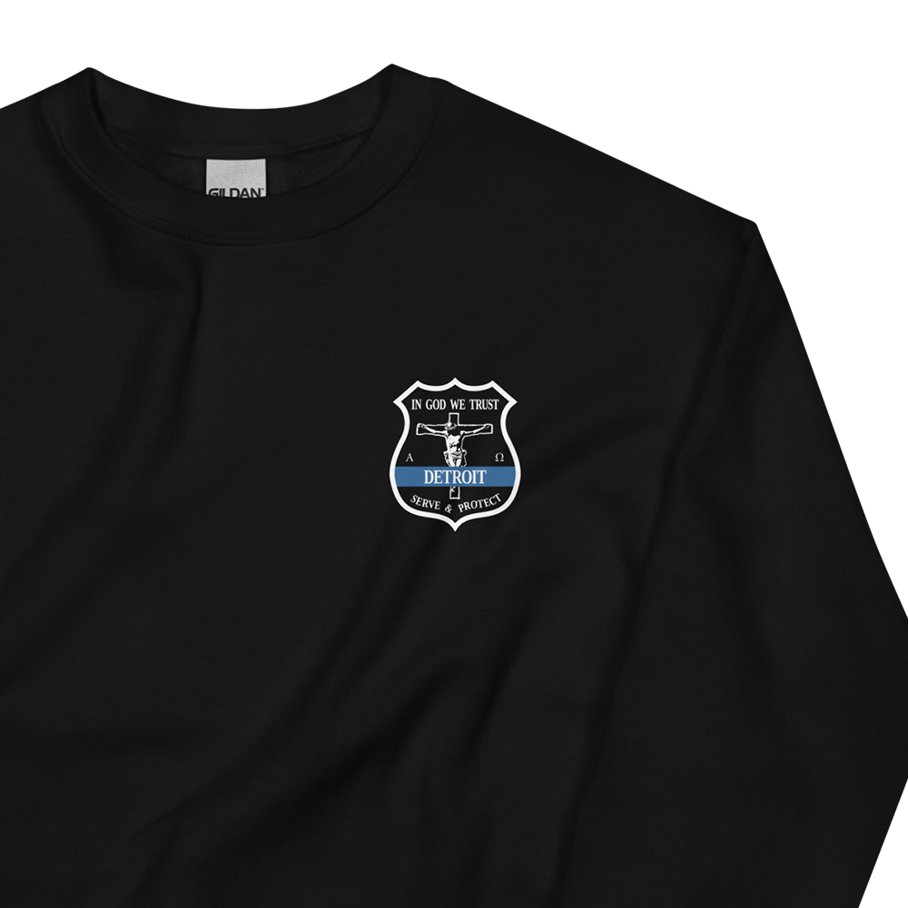 Crucifix Detroit Police Badge - Adult Crewneck Sweatshirt