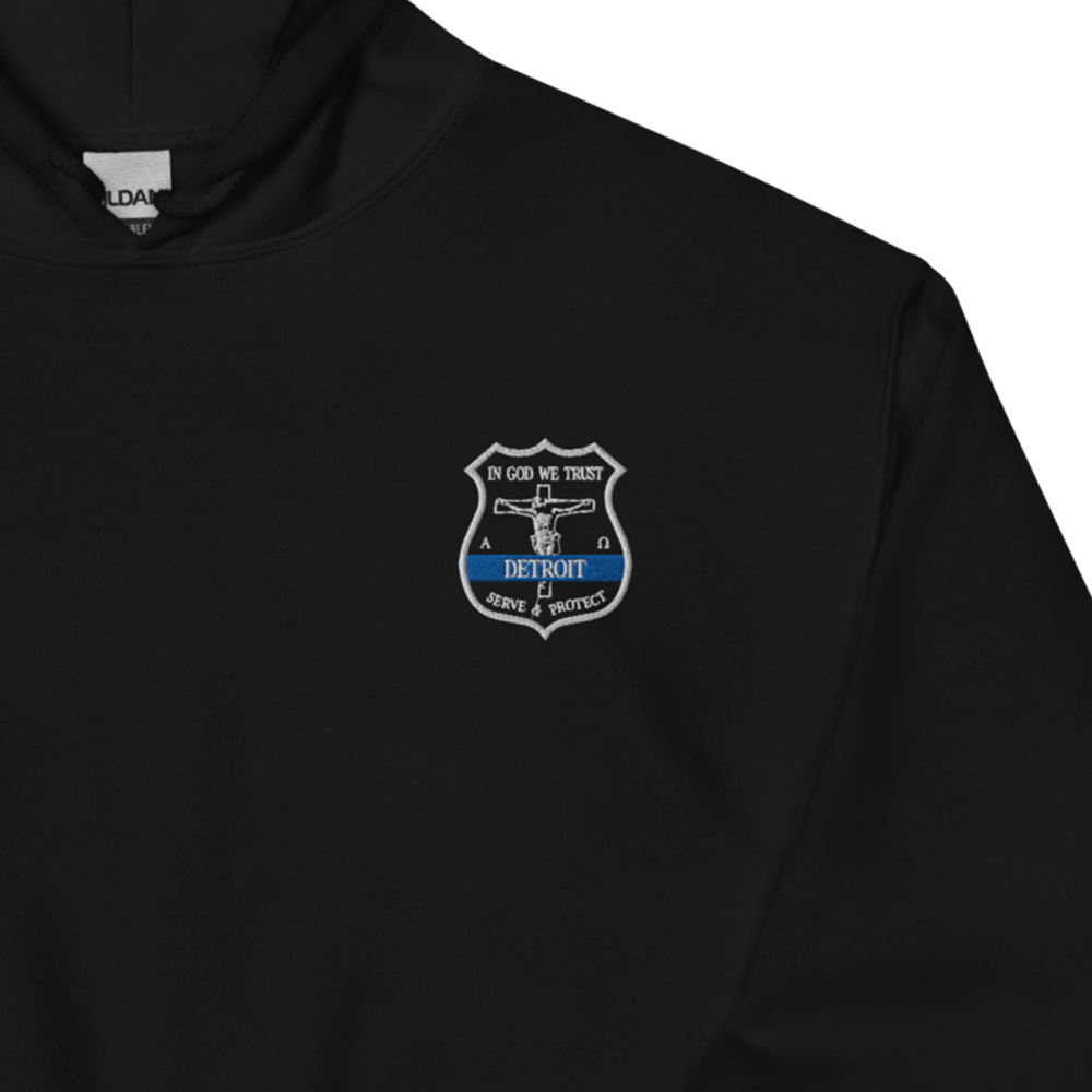 Crucifix Detroit Police Badge - Adult Hoodie