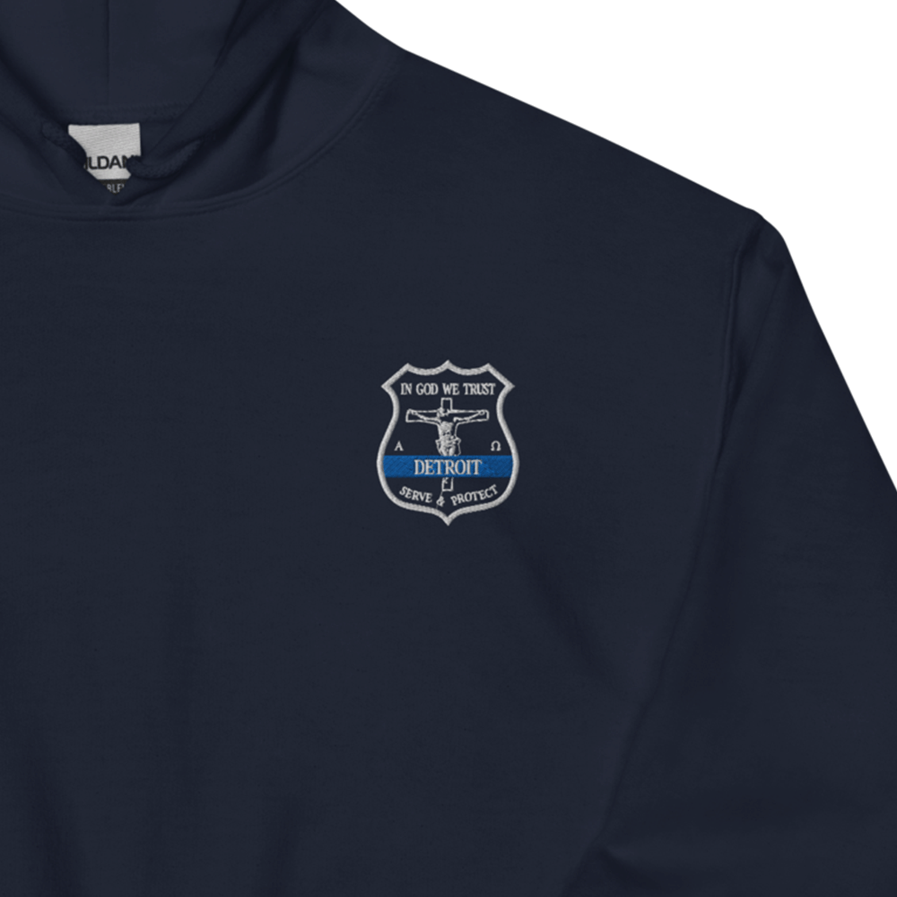 Crucifix Detroit Police Badge - Adult Hoodie