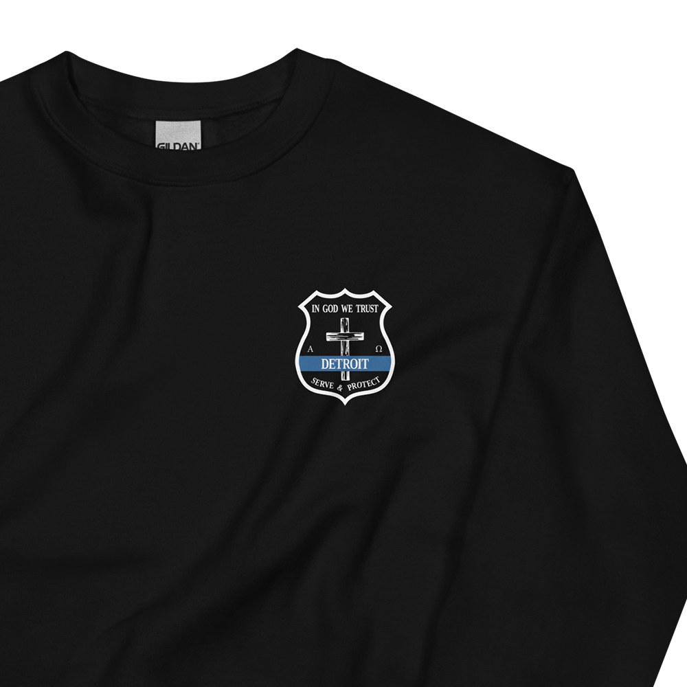 Cross Detroit Police Badge - Adult Crewneck Sweatshirt
